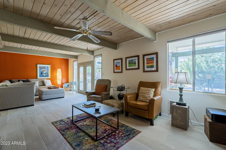 Great Room with windows looking out to backyard