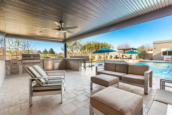 Pergola with built in BBQ and sitting area