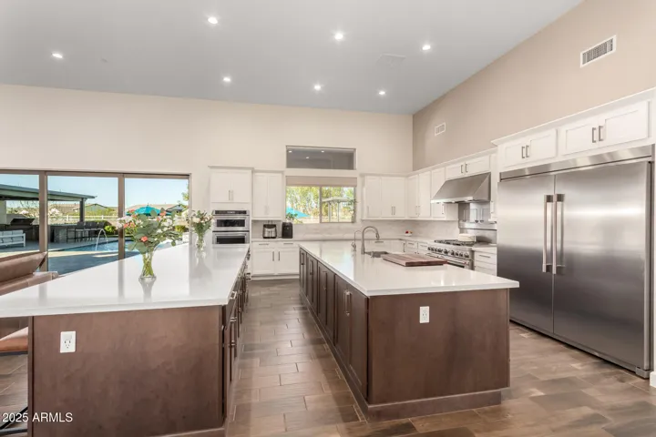 Chef's kitchen with dual kitchen islands