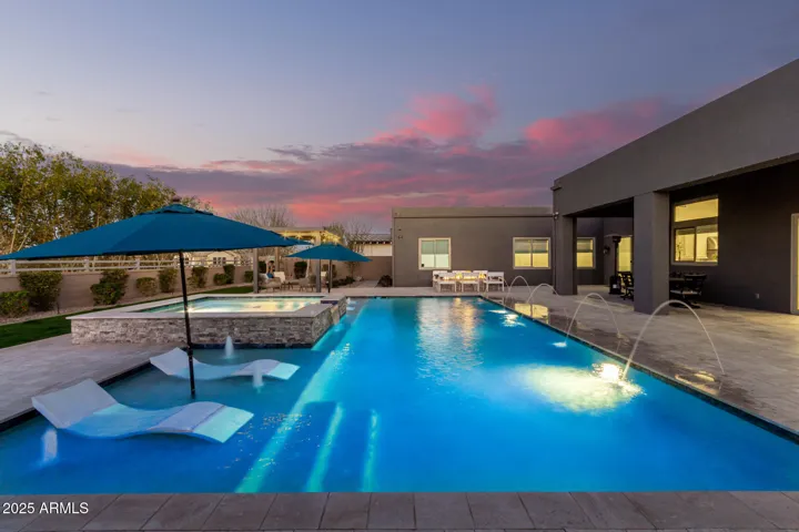 Lap pool with ledge loungers and Baja steps
