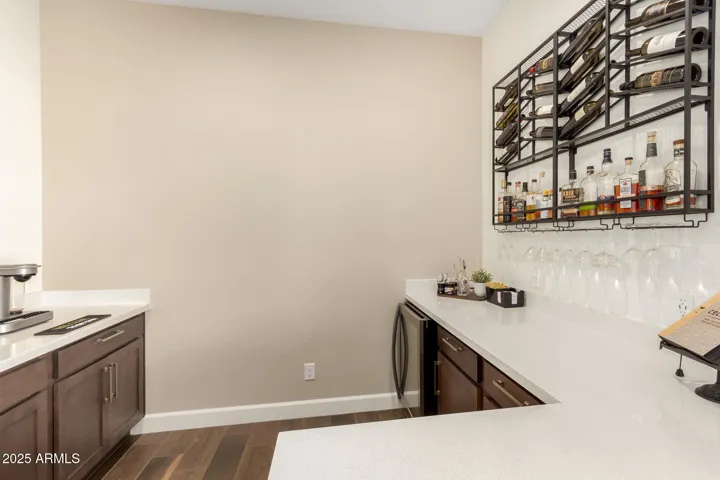 Indoor bar with sink and wine fridge