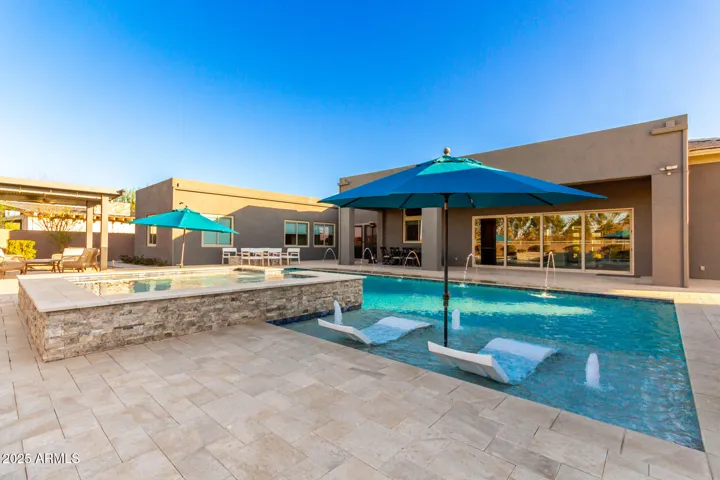 Lap pool with ledge loungers and Baja steps