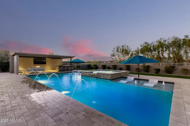 Lap pool with ledge loungers and Baja steps
