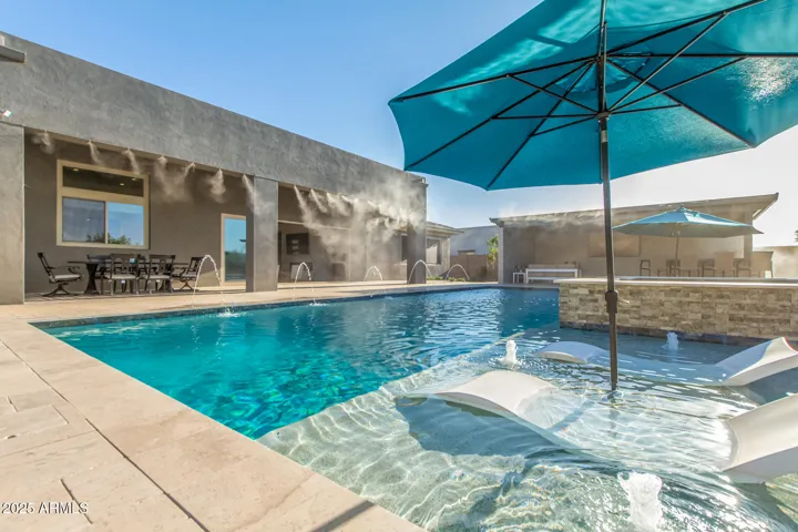 Ledge loungers and Baja Steps - outdoor mist system