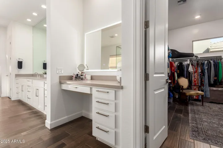Separate vanity in primary bathroom