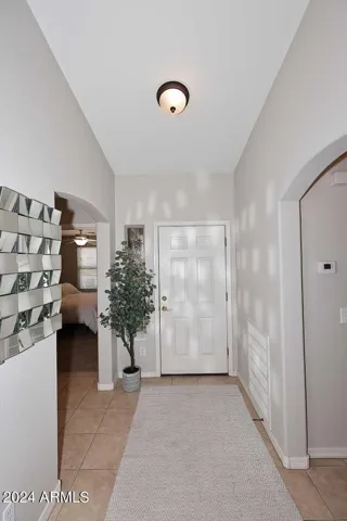 Tiled flooring at entry