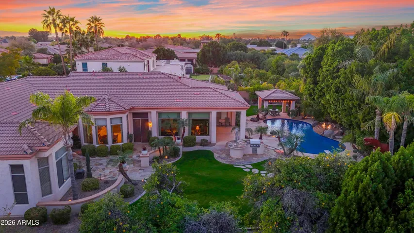 Twilight Aerial Back of Home