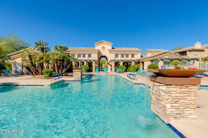 New pool furniture! This pool is heated in winter.