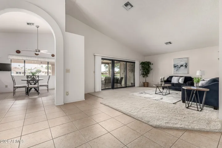 view of living room & dining area