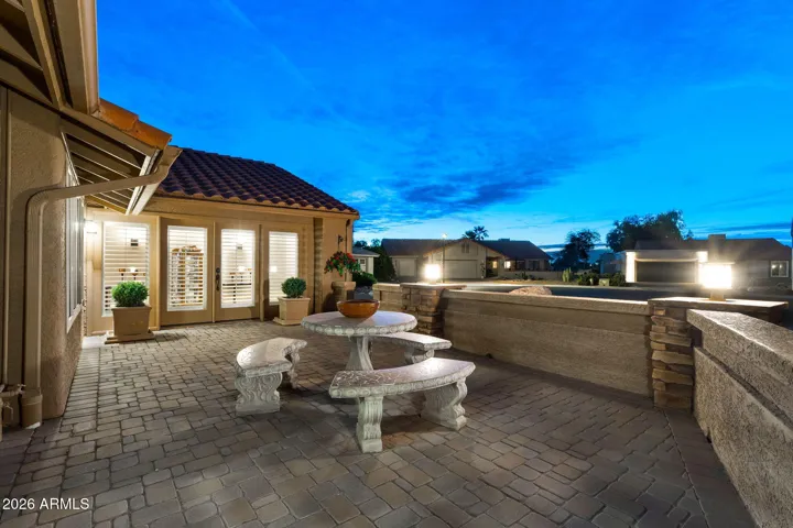 Front patio with private seating area.