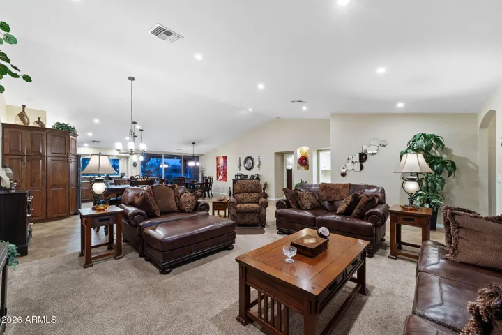 Enter into an open and spacious home with Extensive vaulted ceilings