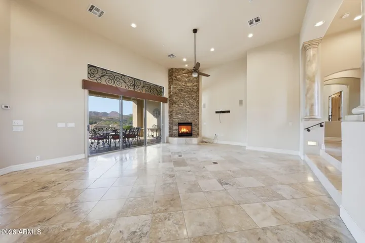 Gorgeous living room with dining area filled with light and views!