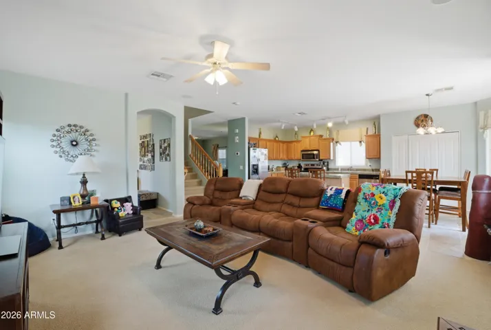 Open floor plan with living room connected to the kitchen. Great for entertaining!