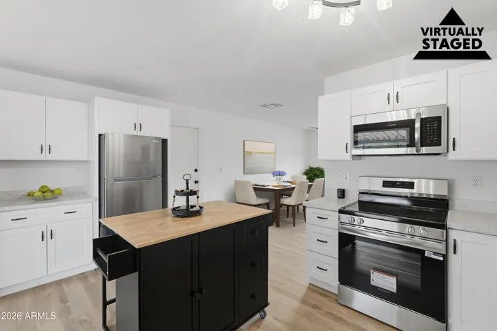 Kitchen Option 2: add a kitchen table against the wall.
