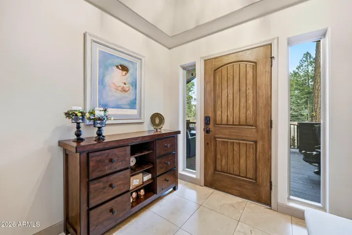 Front entry with solid wood door