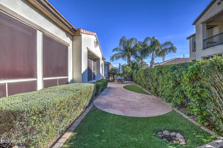 Side yard with extra pavers
