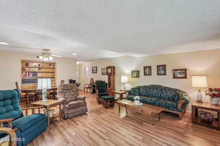 The living room dining area.