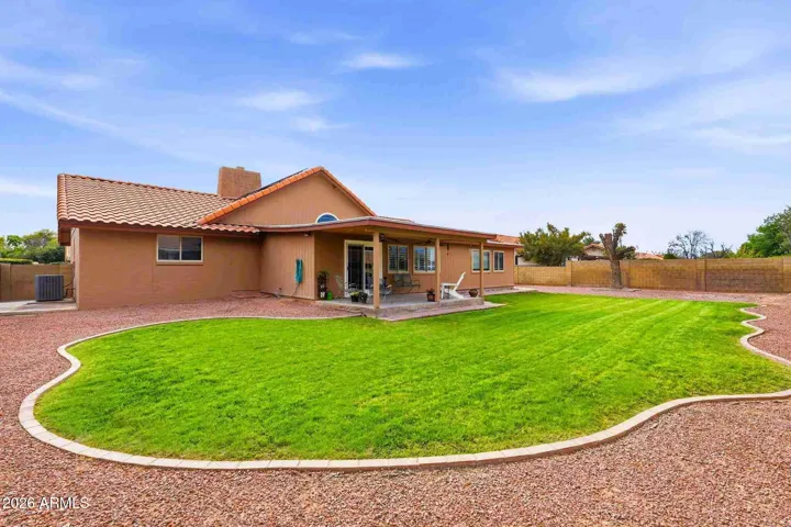 Lush lawn with curbing.