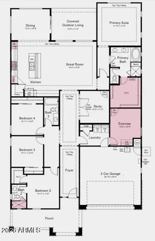 Additional Highlights Include: Gourmet kitchen, exercise room in place of tandem, shower at bath 2, and garage service door.