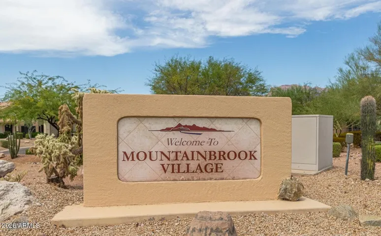 Impressive MountainBrook Village entrance monument welcoming residents and guests into this highly sought-after 55+ resort-style community.