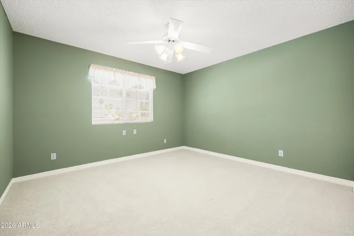 Bedrooms 3 & 4 offer 2 door closet, carpet and a ceiling fan with light kit.