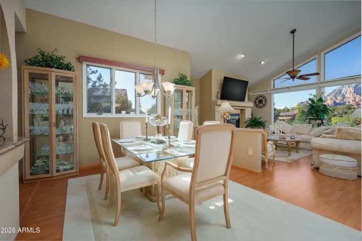 dining room and living room are a great room style