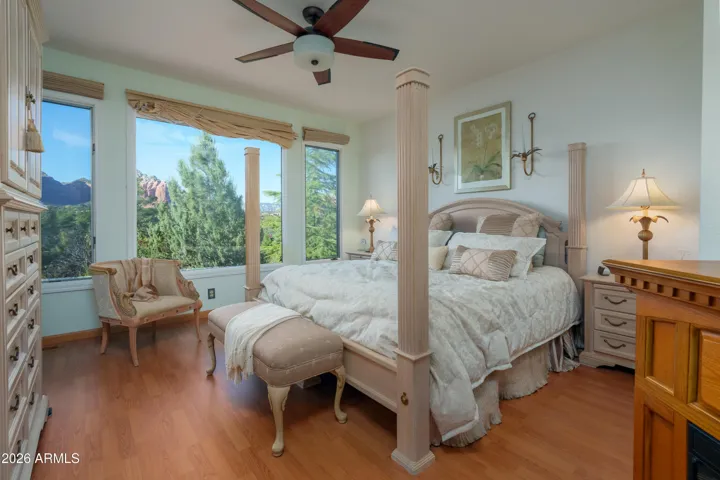 Primary bedroom and views