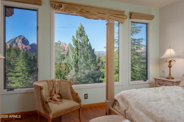 primary has large windows allowing for the red rock views