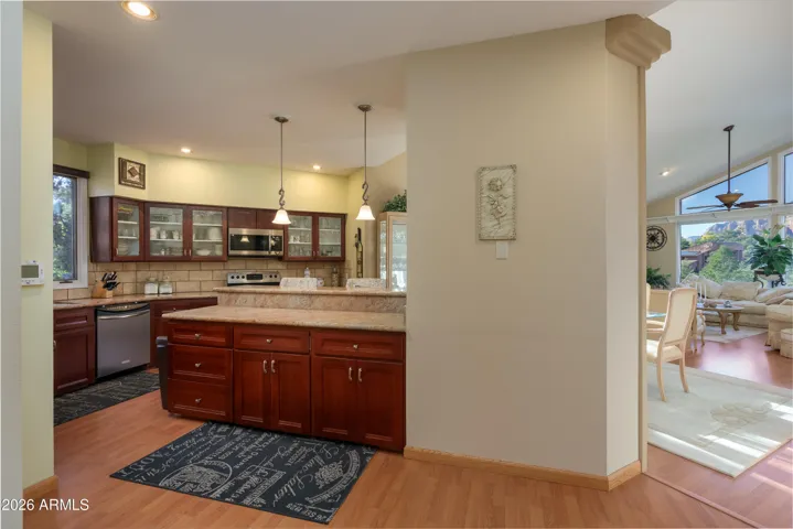 Kitchen, dining room and living room allow for great entertaining