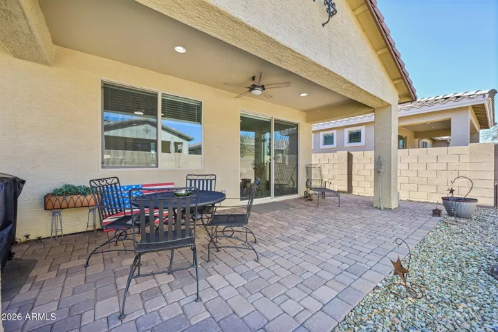 The covered paver patio.