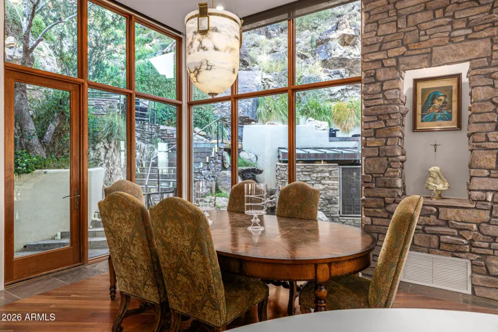 Dining Room Opens to Back Terraces with Two Waterfalls!