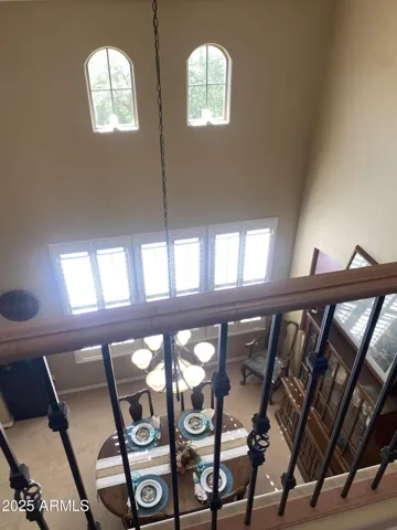 Looking down from bridge to Dining Room