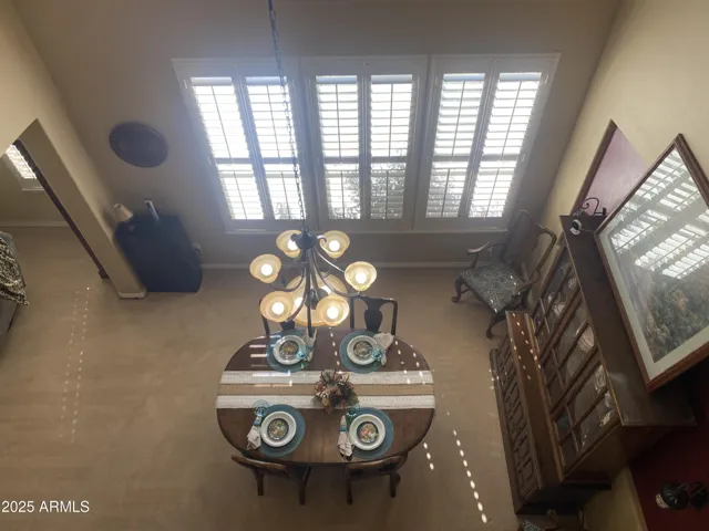 Looking down from bridge to Dining Room