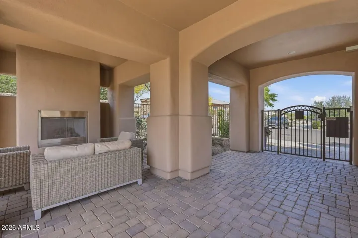 Fireplace at pool
