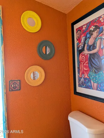 Vibrant colors in the Newly remodeled bathroom