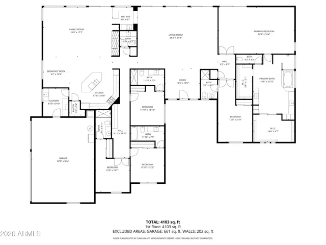 Detailed floor plan showcasing a functional open-concept layout with multiple living areas, large bedrooms, and a well-designed kitchen. Ideal for entertaining and flexible Scottsdale living.