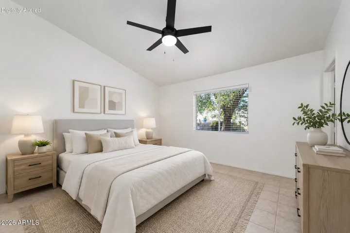 Virtually staged primary bedroom