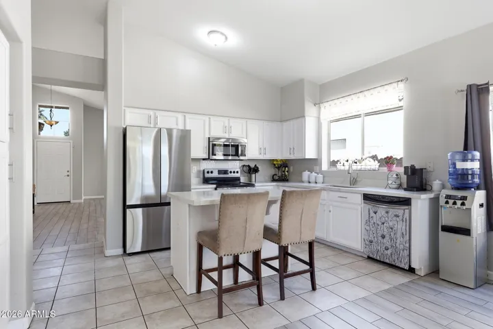 Kitchen with brand new solid surface countertops