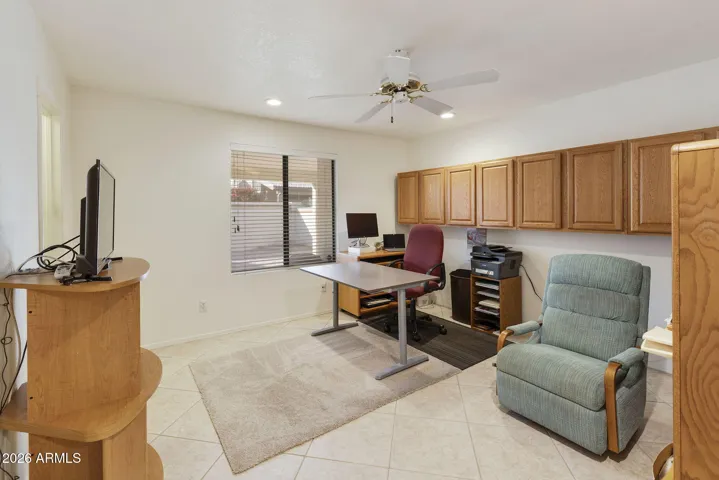 This bedroom is used as an office but has a walk in closet