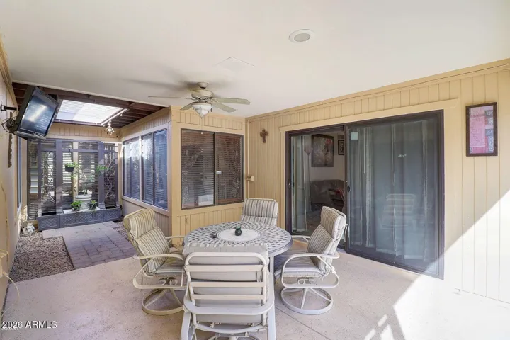 Covered back patio with atrium