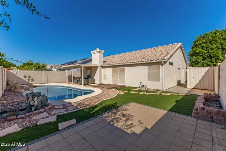 Paver patio perfect for future hot tub or backyard furniture.