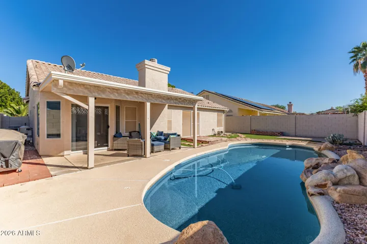 Backyard with sparkling pool