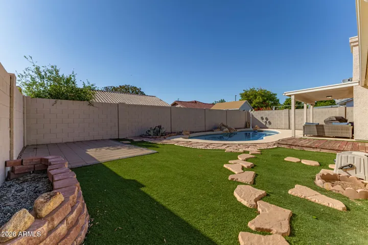 Hardscape, easy maintenance yard.