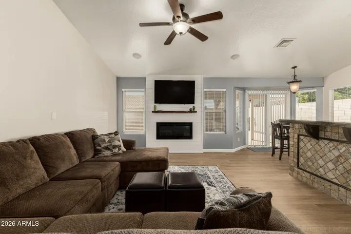 Electric fireplace in living room
