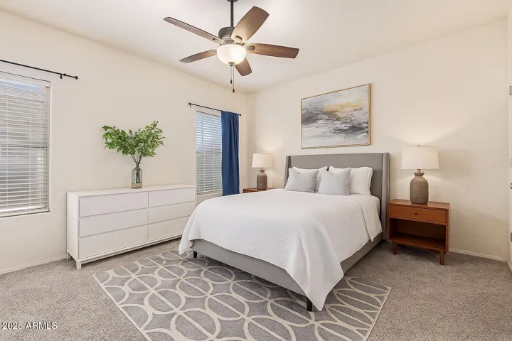 Virtually staged. Relax in the primary bedroom suite.