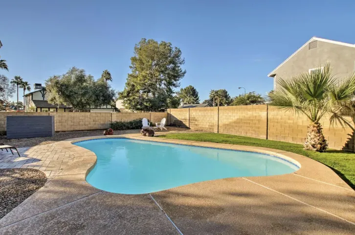 The expansive play pool offers a great way to keep cool.