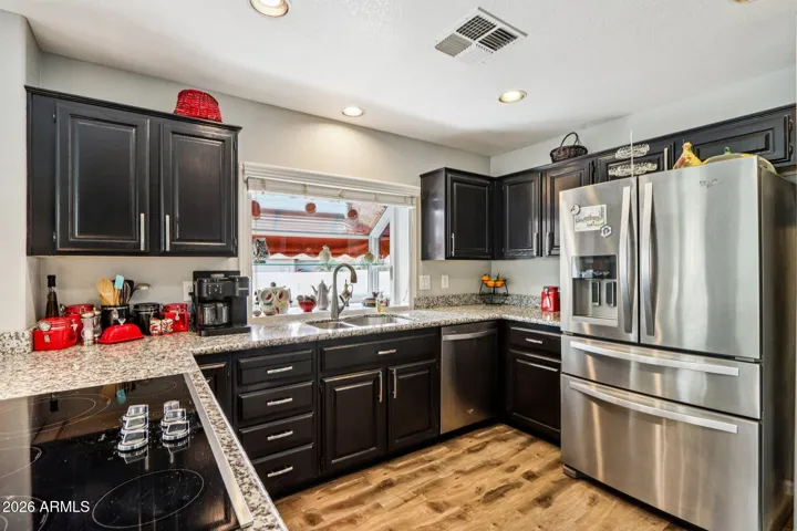 with stainless steel appliances
