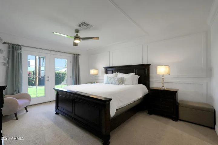 main bedroom suite view 3 with doors to backyard