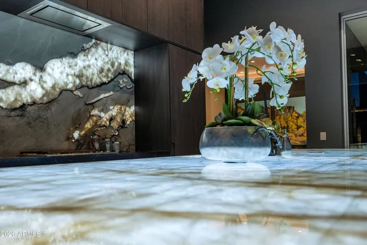 Underlit Waterfall Island in Crystalo Extreme Brazilian Dolomite – a glowing monolith