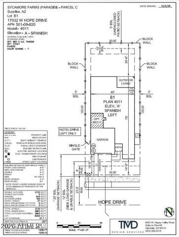 17032 W Hope Drive Preliminary Plot Plan